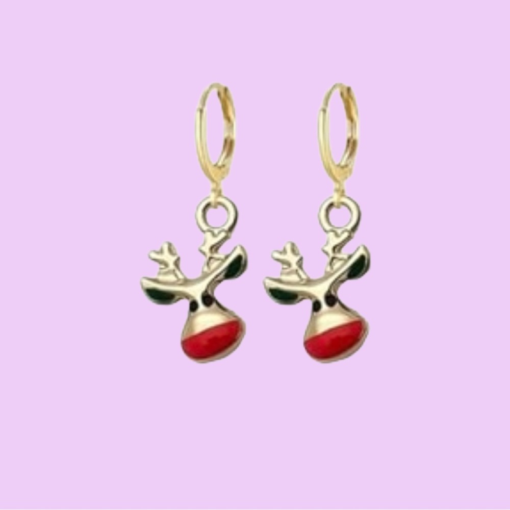 🎄 Christmas 🎄 Gold Reindeer Hoop Earrings